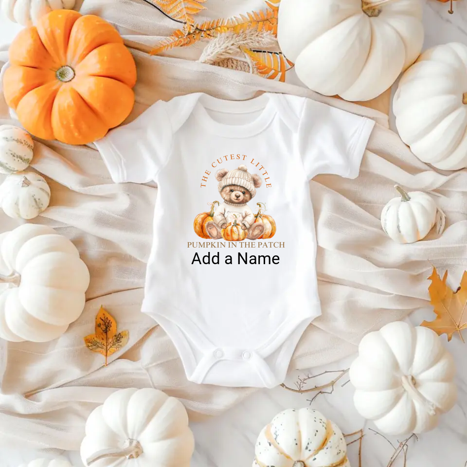 Personalised Fall Design Baby Bodysuit .