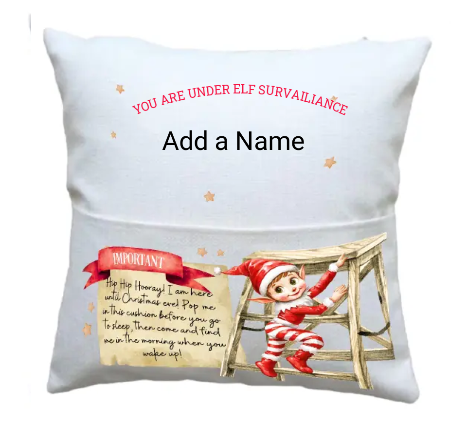 Personalised cushion cover with pocket .