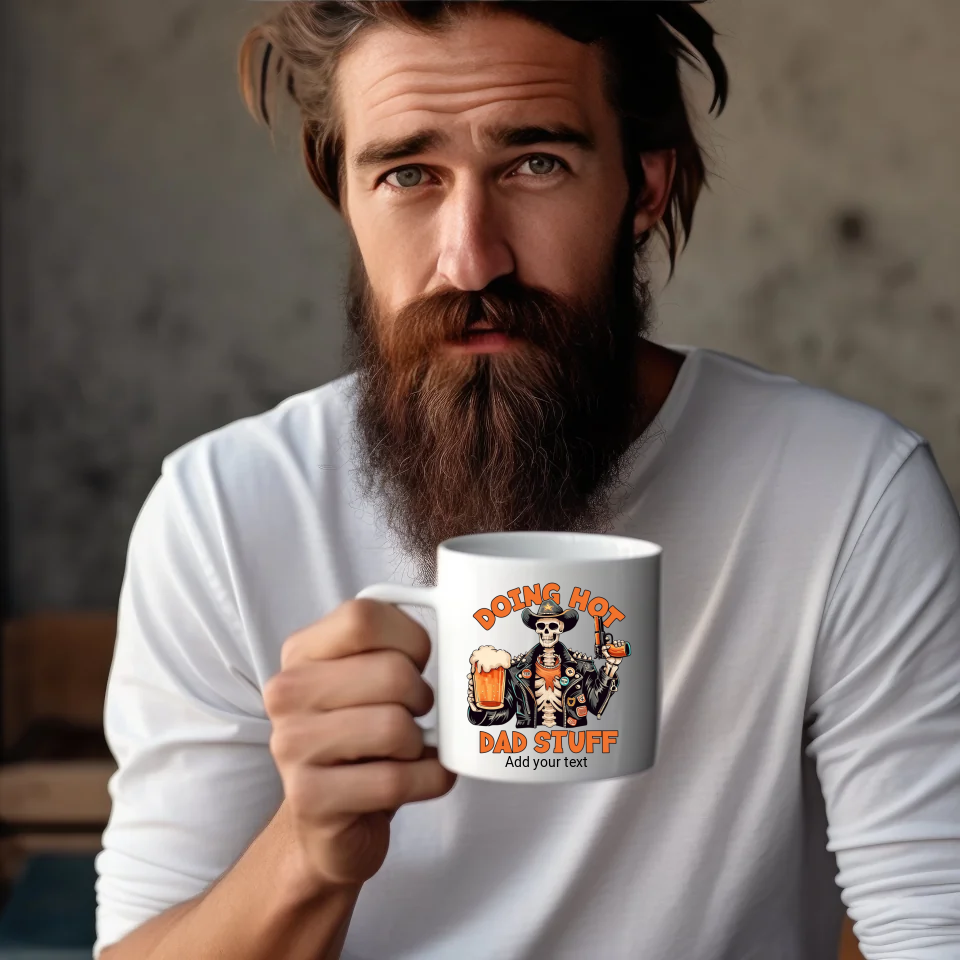 Funny Skeleton Dad Mug – 11oz White Ceramic with 17 Unique Designs to Choose From