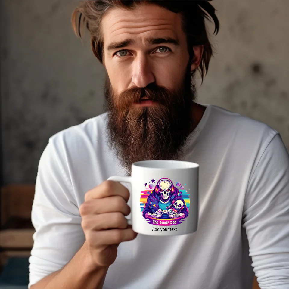 Funny Skeleton Dad Mug – 11oz White Ceramic with 17 Unique Designs to Choose From