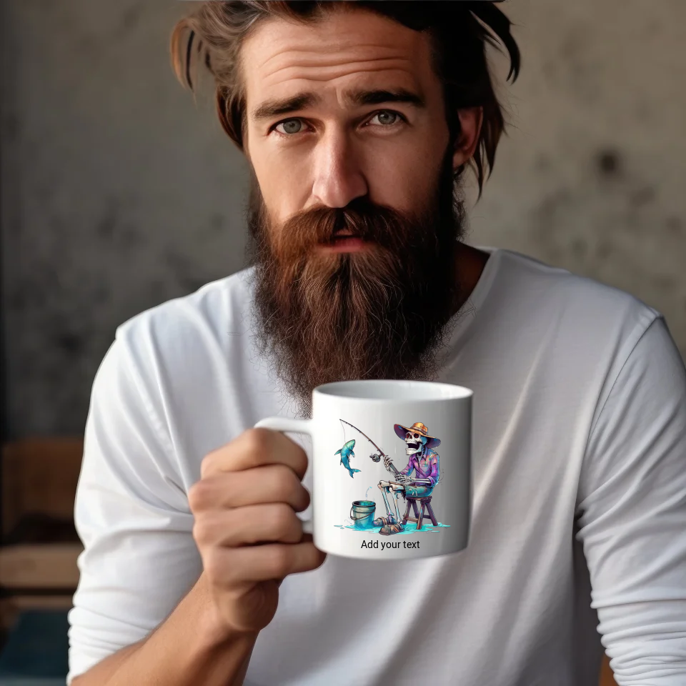 Funny Skeleton Dad Mug – 11oz White Ceramic with 17 Unique Designs to Choose From