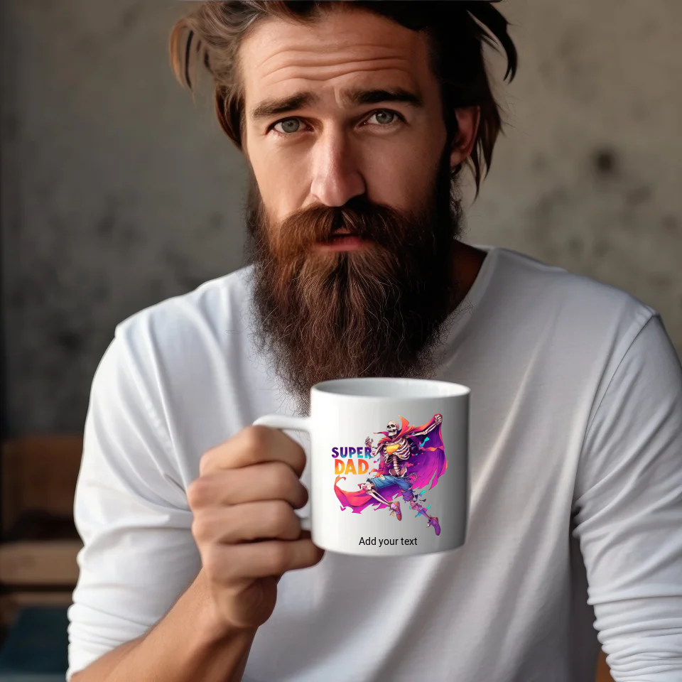 Funny Skeleton Dad Mug – 11oz White Ceramic with 17 Unique Designs to Choose From