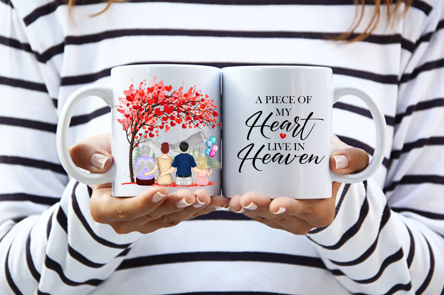 🕊️ Personalised Memorial Mug – Custom Clipart Family Tribute – 11oz Ceramic Keepsake