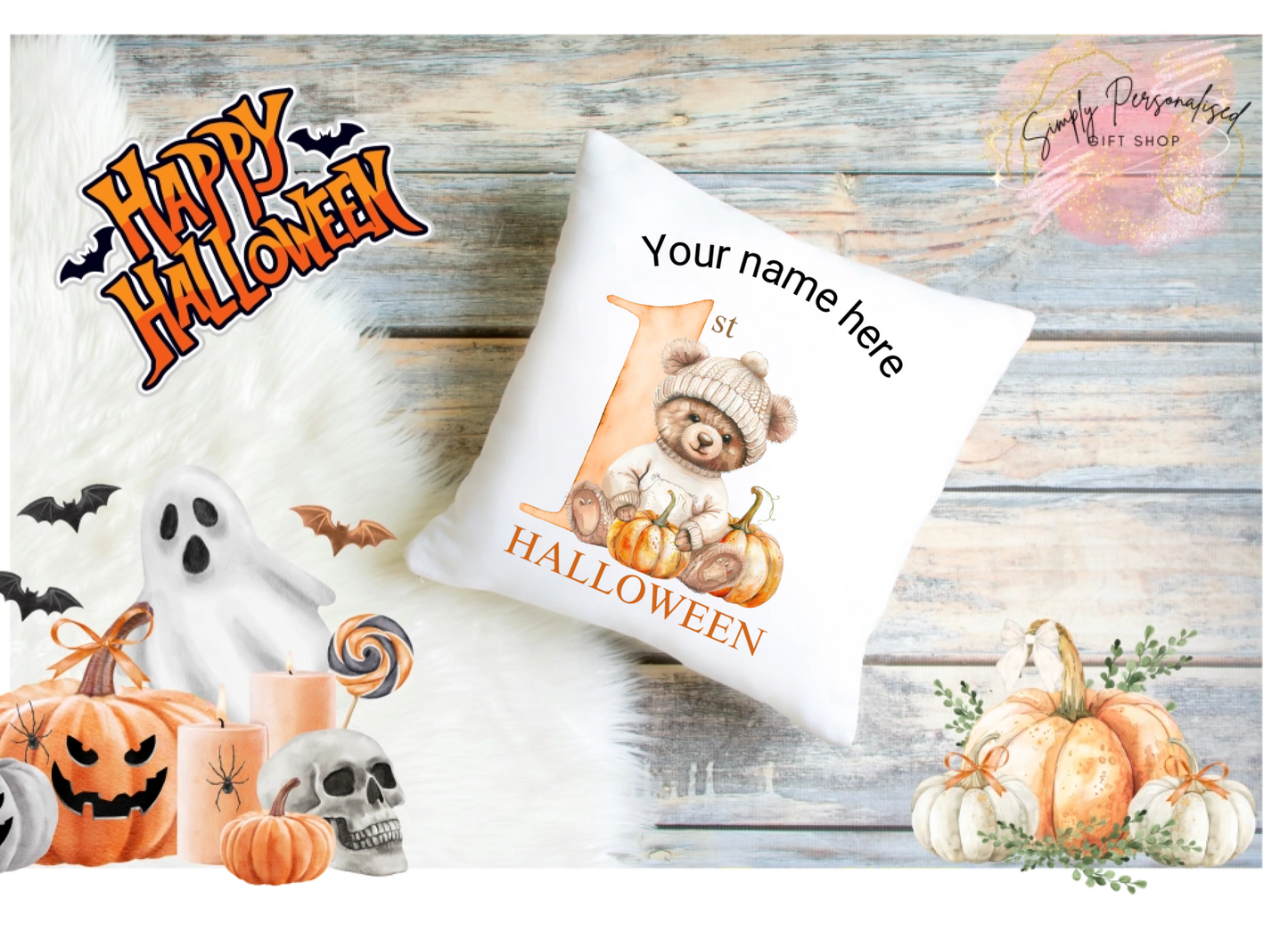 Trick Or Treat Halloween Cushion Cover Pillow Spooky Ghost Pumpkin Scary Joke.3