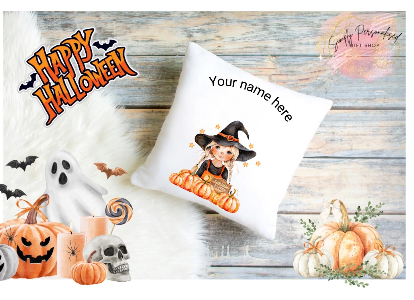Trick Or Treat Halloween Cushion Cover Pillow Spooky Ghost Pumpkin Scary Joke.7