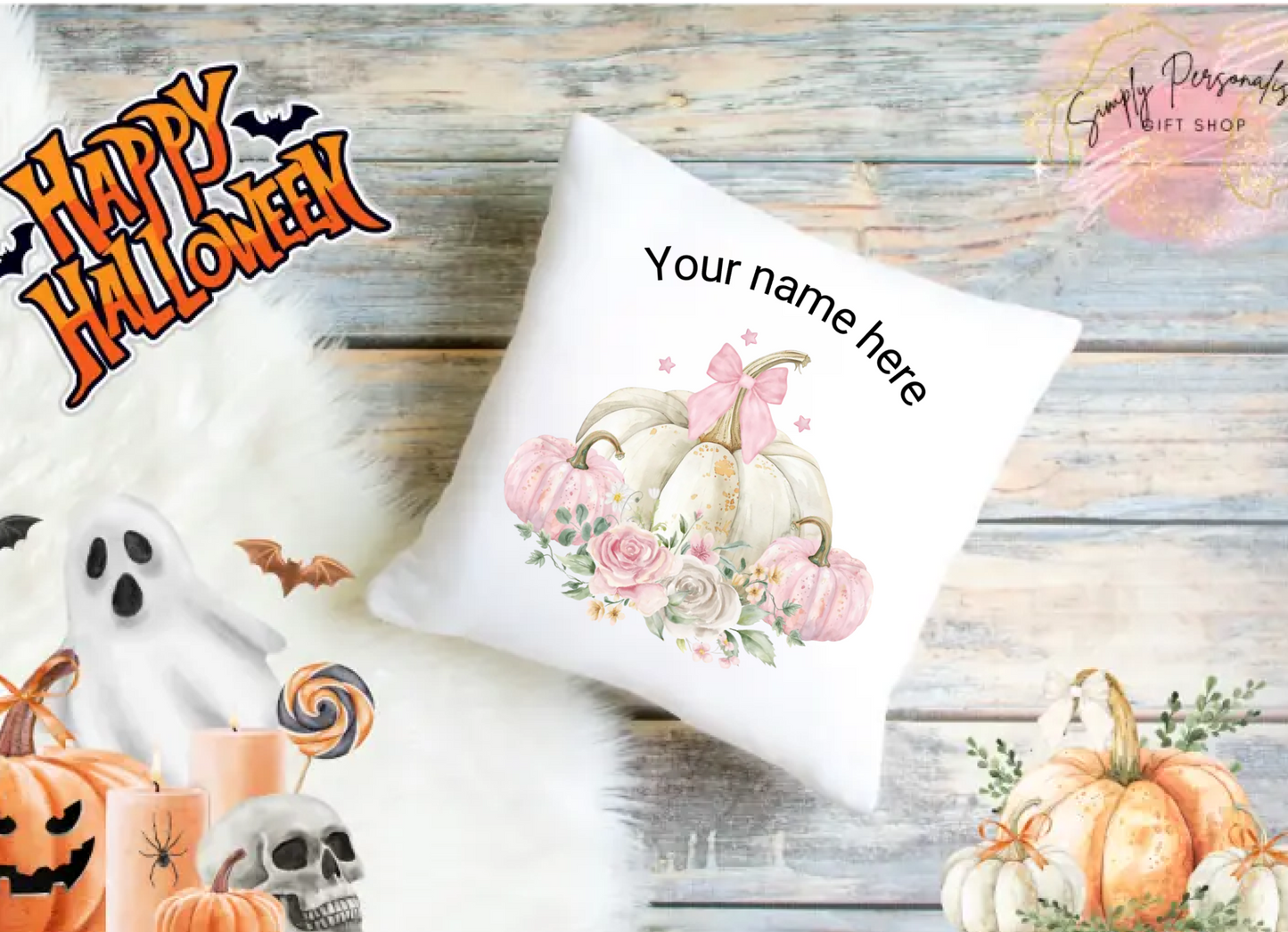 Trick Or Treat Halloween Cushion Cover Pillow Spooky Ghost Pumpkin Scary Joke.12