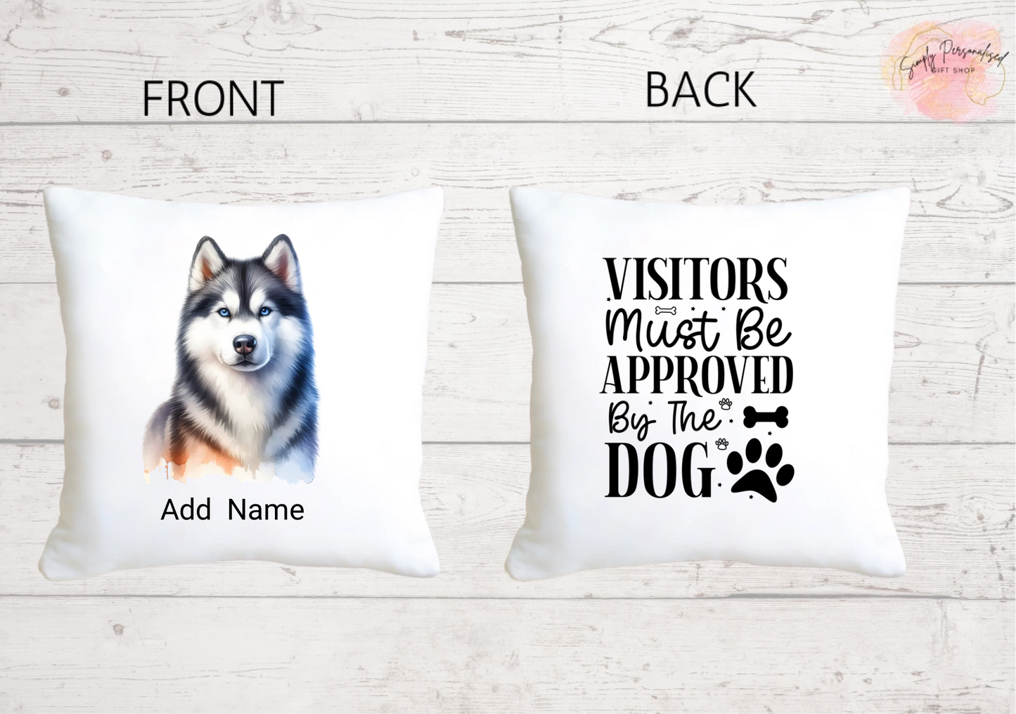 Personalised Dog Pillow Cover – Custom Name, Quote & Dog Illustration (40 x 40 cm)