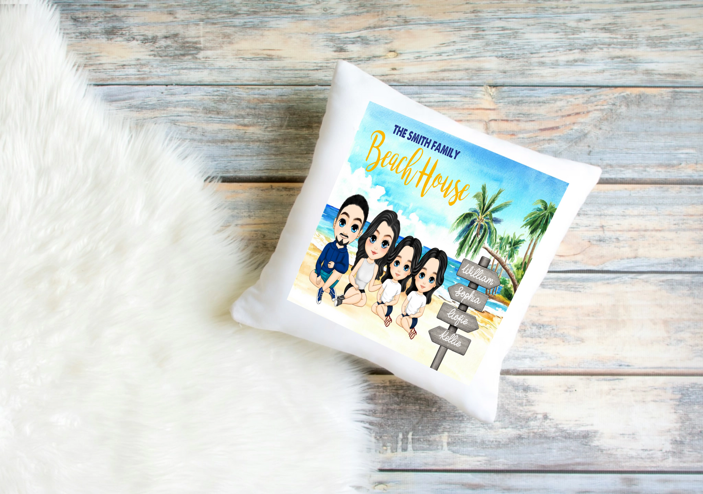 Personalised Cushion Cover – Family Illustration