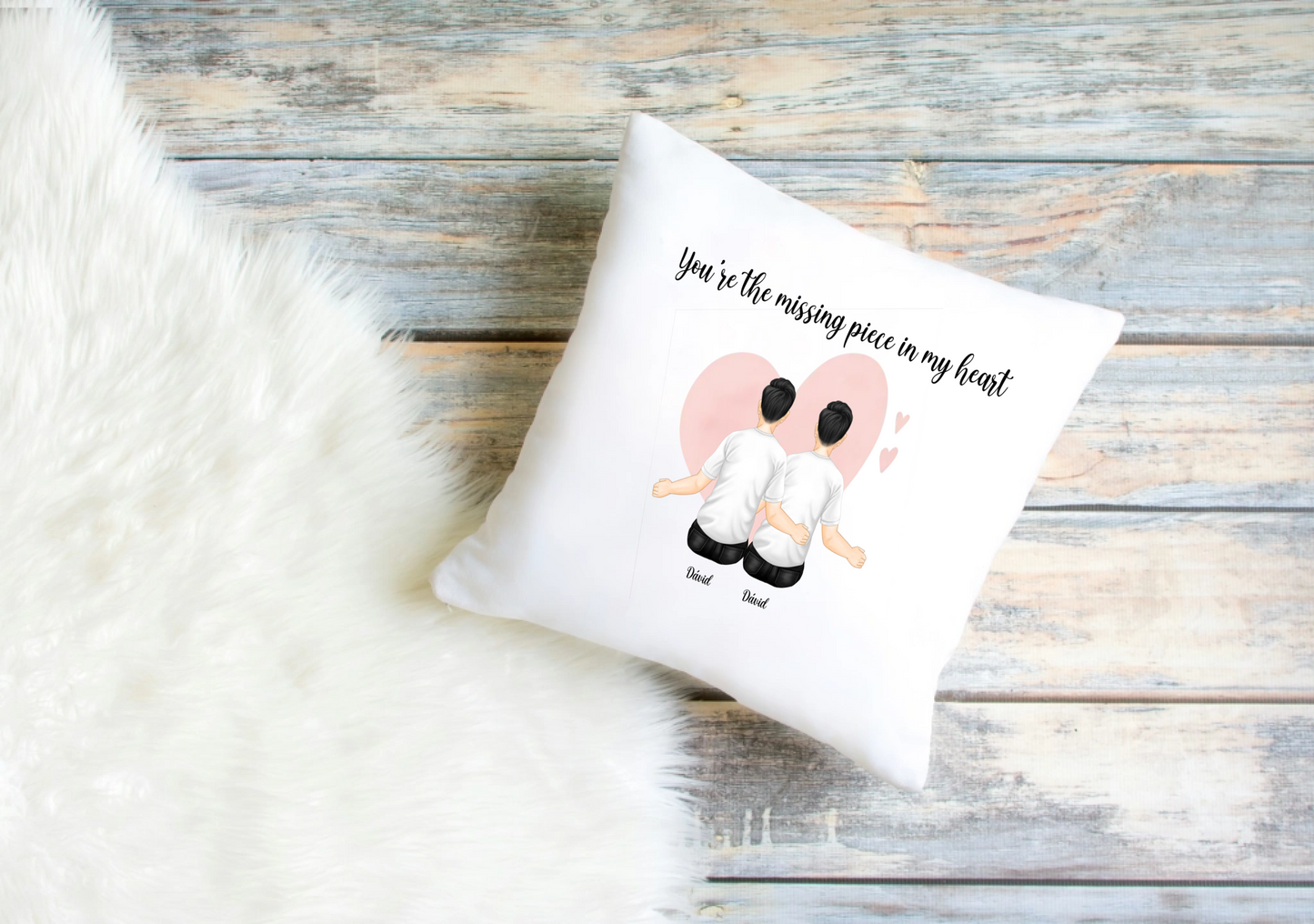 Couple #1 - Personalised Couple Cushion Cover – Custom Clip Art Design