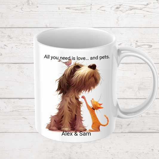 Best Friends With Paws Mug, premium ceramic mug - perfect as a Cat Lover Gift, Dog Lover Mug, birthday gift, best friend mug.