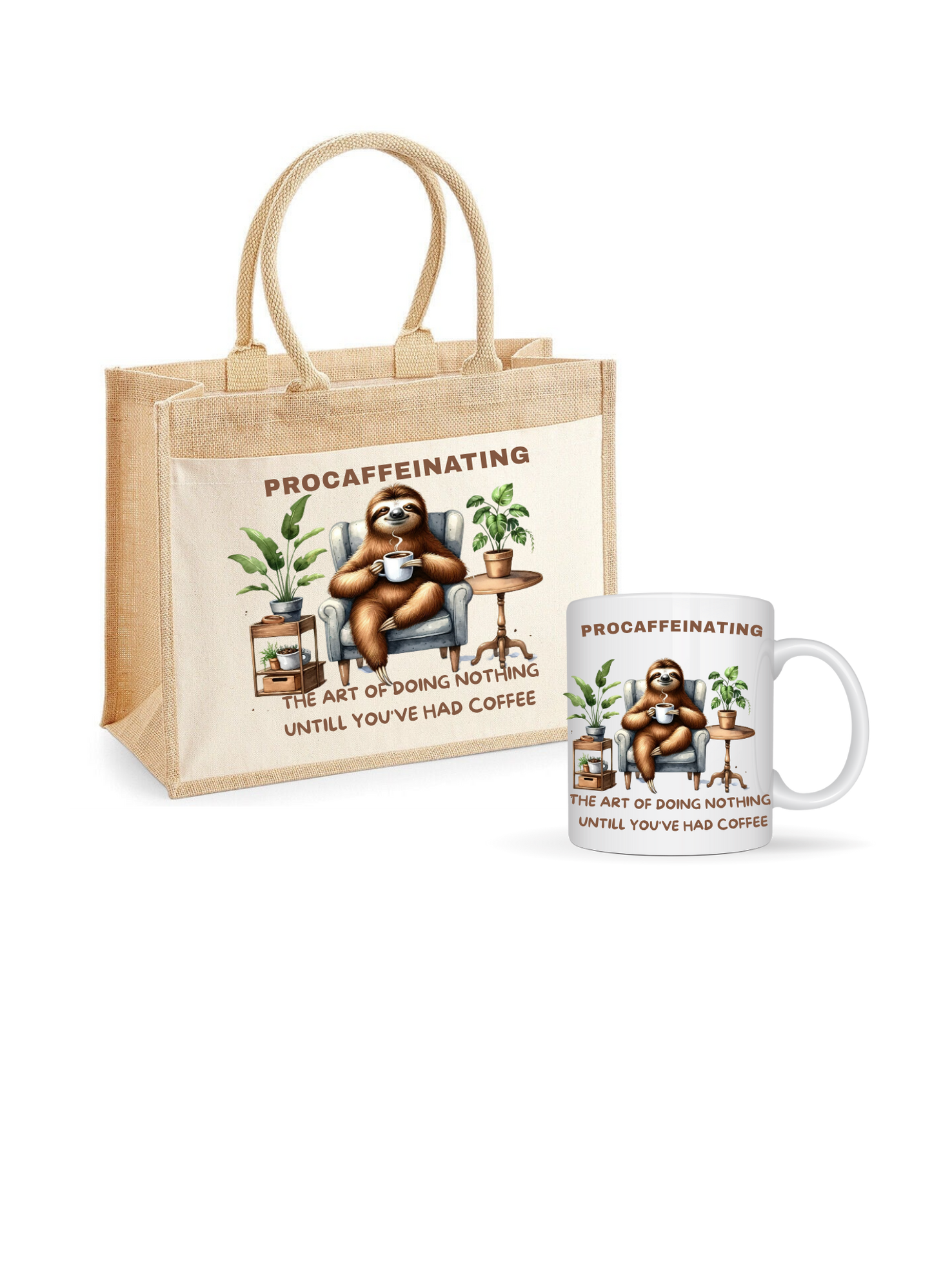 Gift Set with Jute Bag, Matching Mug & Optional Crochet Flower