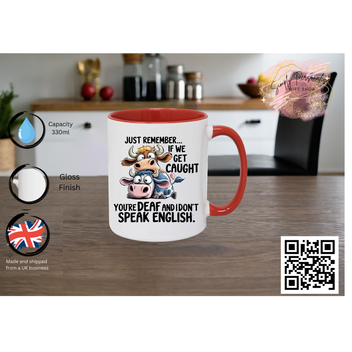 Funny Cow Mug Gift – Ceramic 11oz Cup with Humorous Quote – Unique Present for Friends or Colleagues