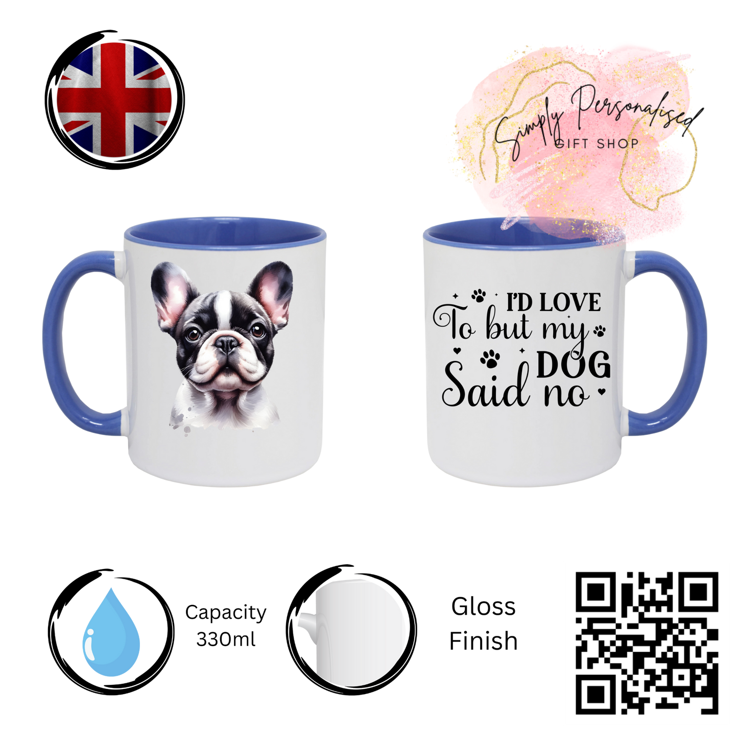 Personalised Dog Design Mug Gift for Dog Lovers, Pet Owner Custom Quote & Name