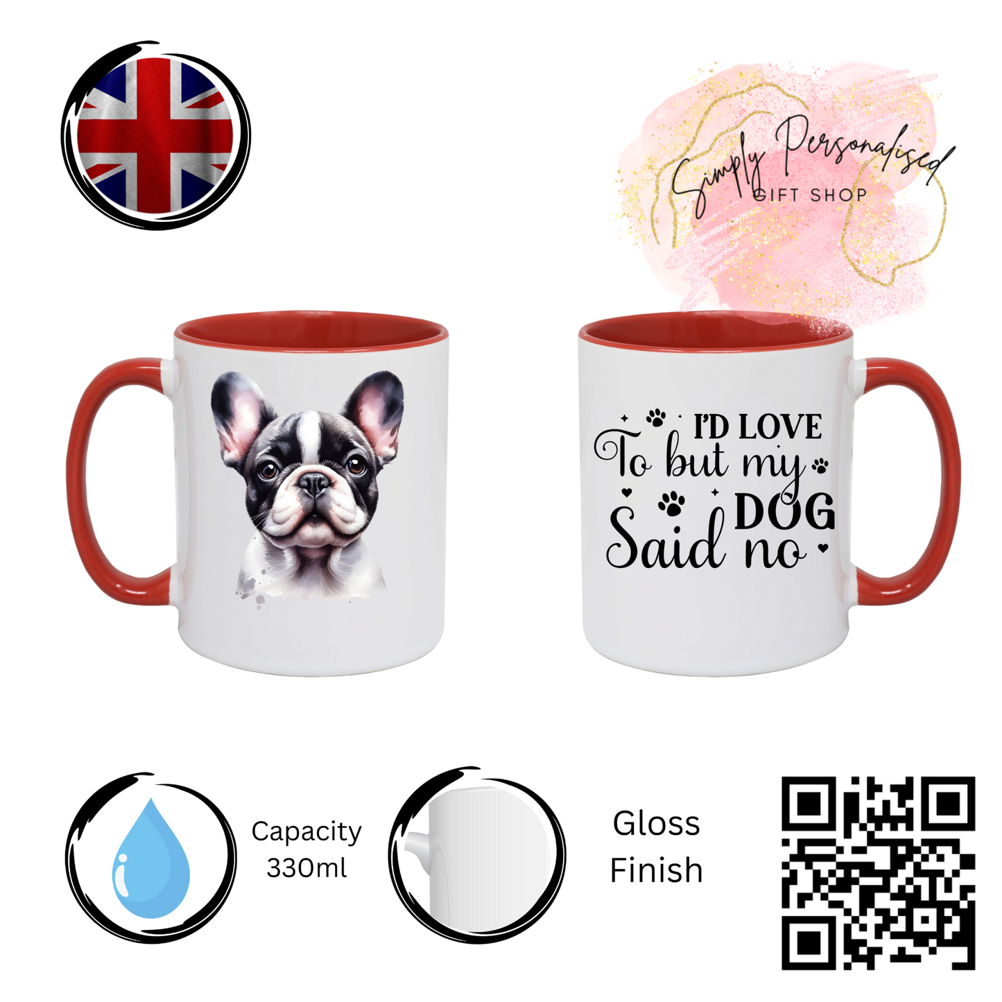 Personalised Dog Design Mug Gift for Dog Lovers, Pet Owner Custom Quote & Name