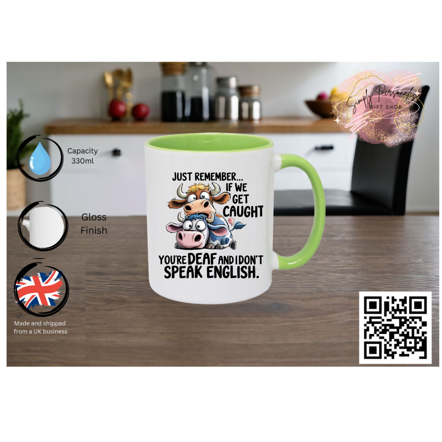 Funny Cow Mug Gift – Ceramic 11oz Cup with Humorous Quote – Unique Present for Friends or Colleagues
