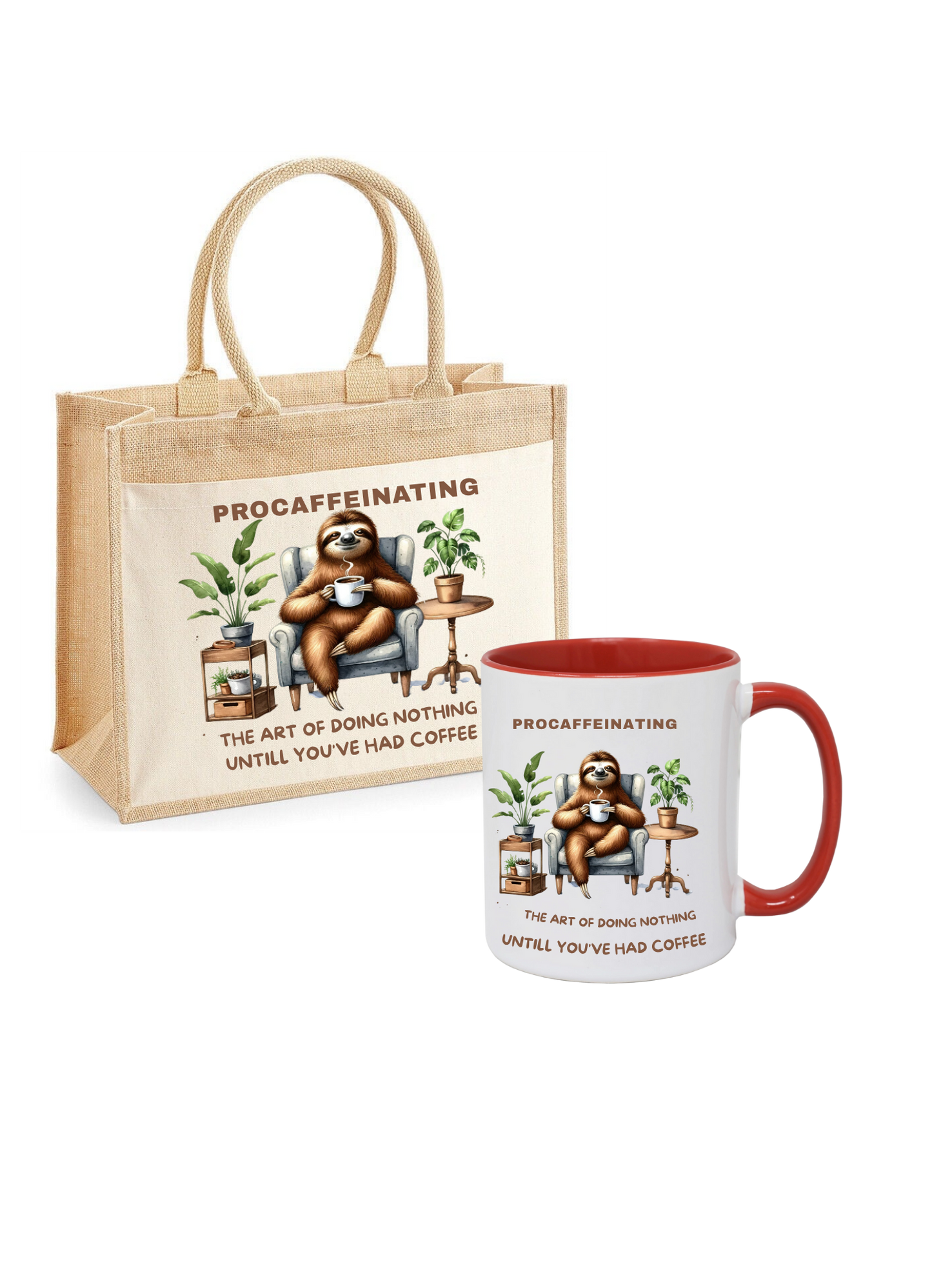 Gift Set with Jute Bag, Matching Mug & Optional Crochet Flower
