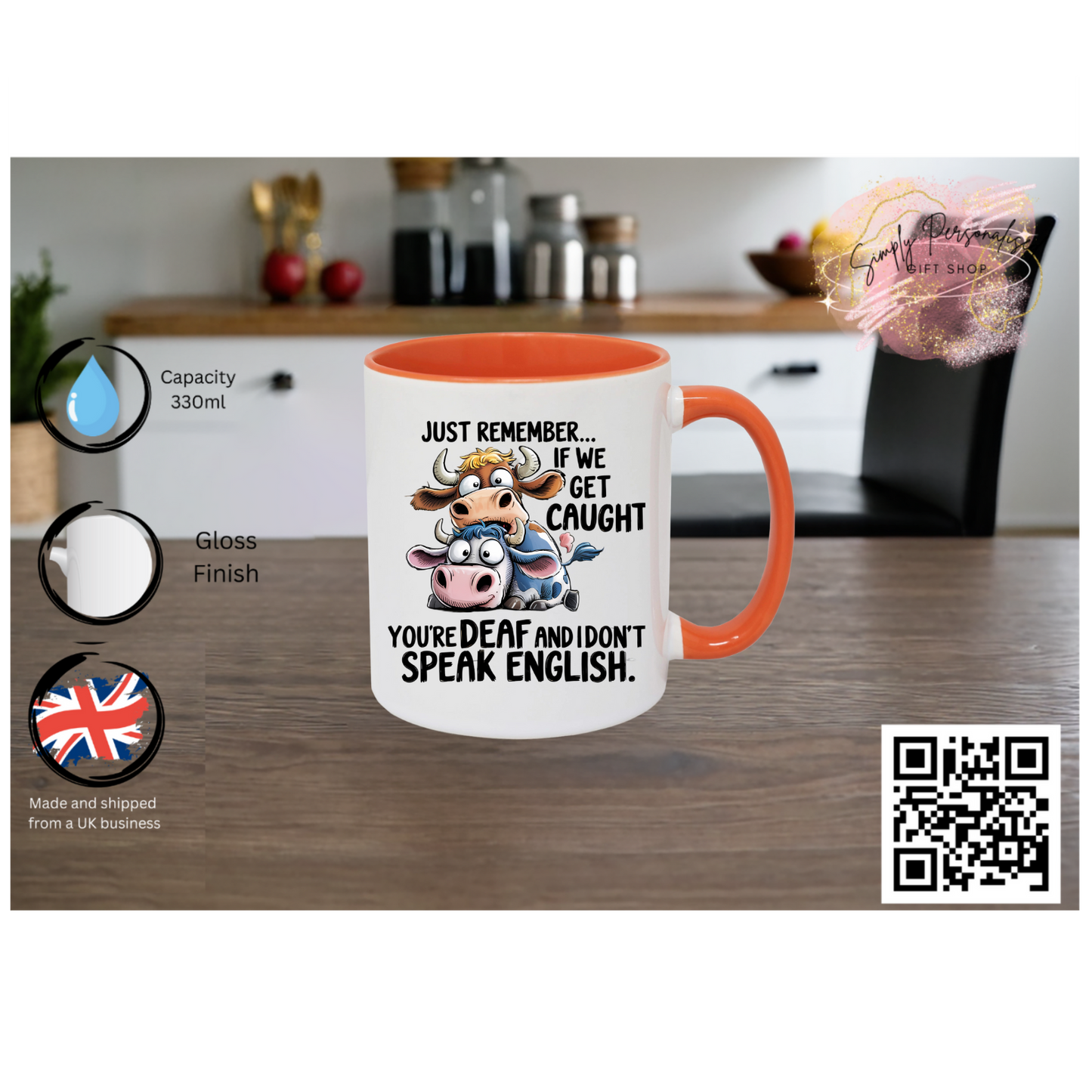 Funny Cow Mug Gift – Ceramic 11oz Cup with Humorous Quote – Unique Present for Friends or Colleagues