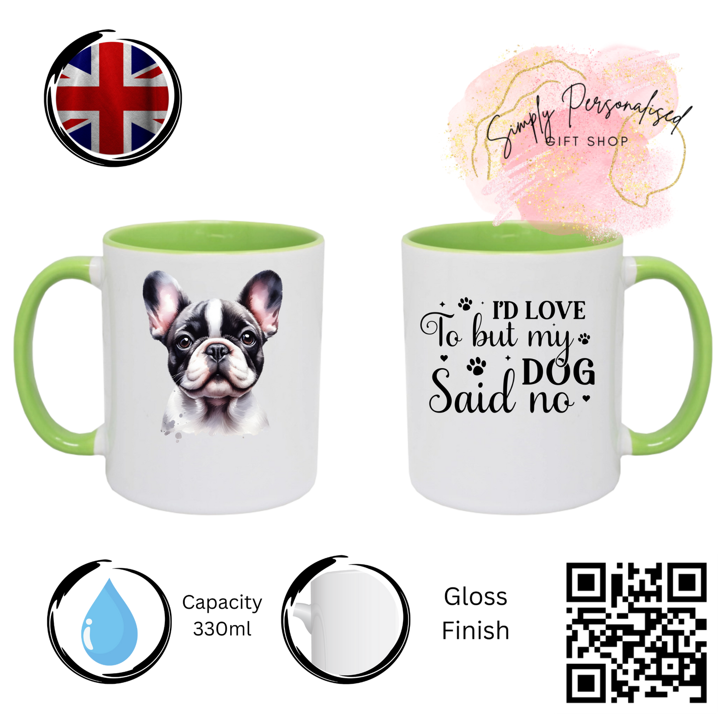 Personalised Dog Design Mug Gift for Dog Lovers, Pet Owner Custom Quote & Name