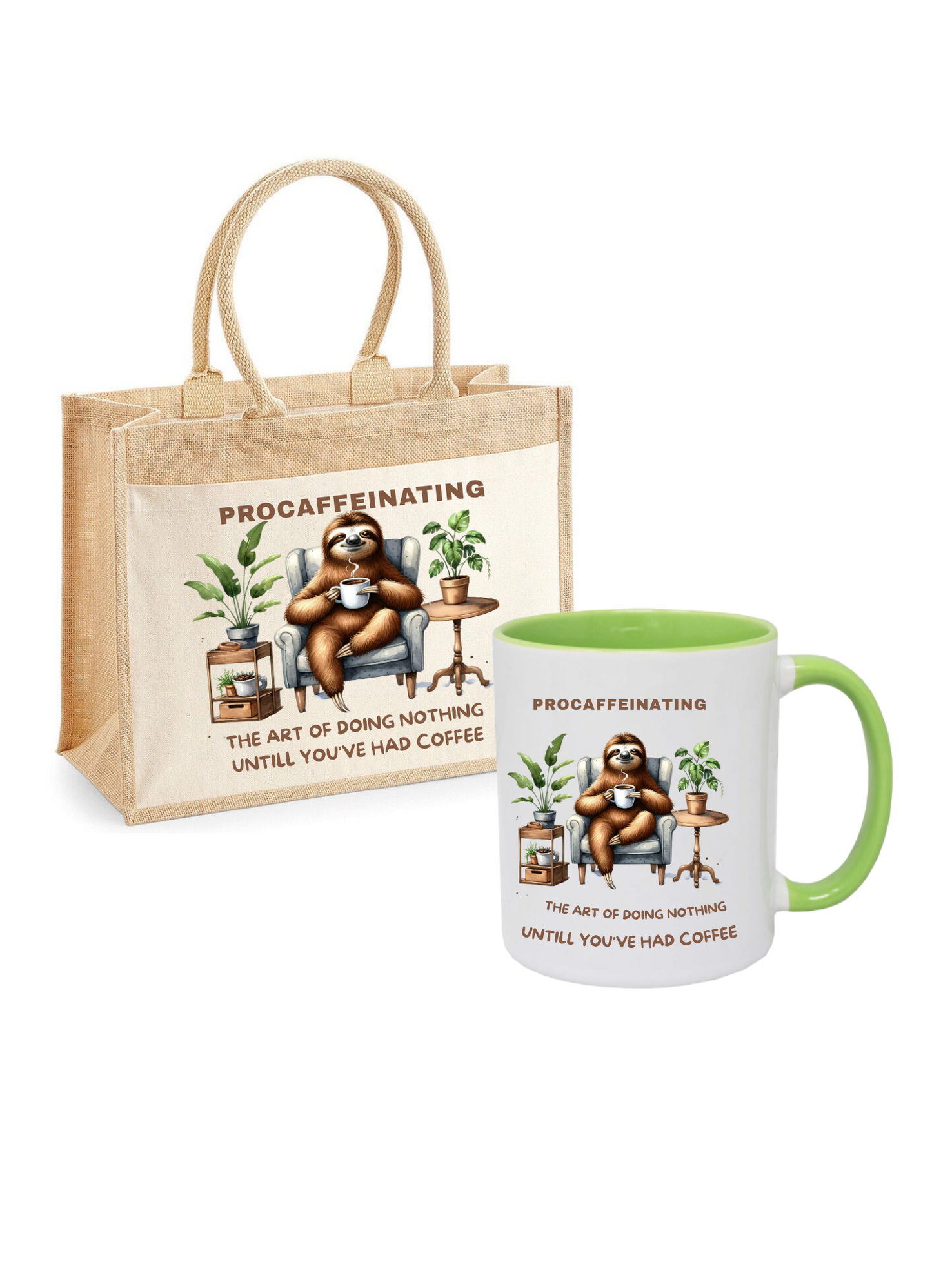 Gift Set with Jute Bag, Matching Mug & Optional Crochet Flower
