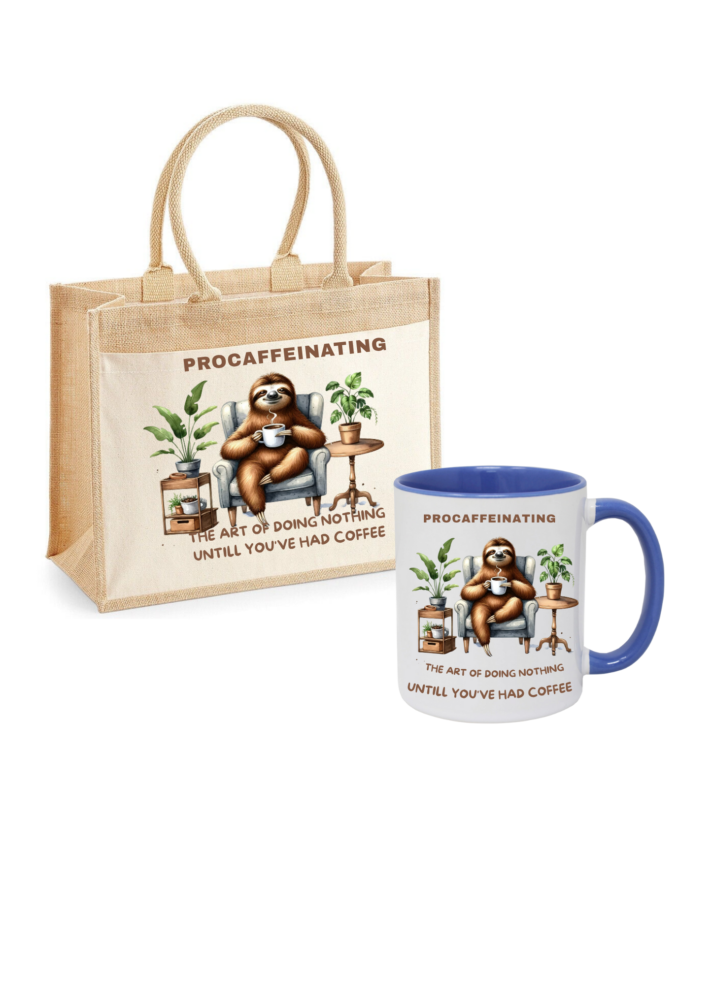 Gift Set with Jute Bag, Matching Mug & Optional Crochet Flower