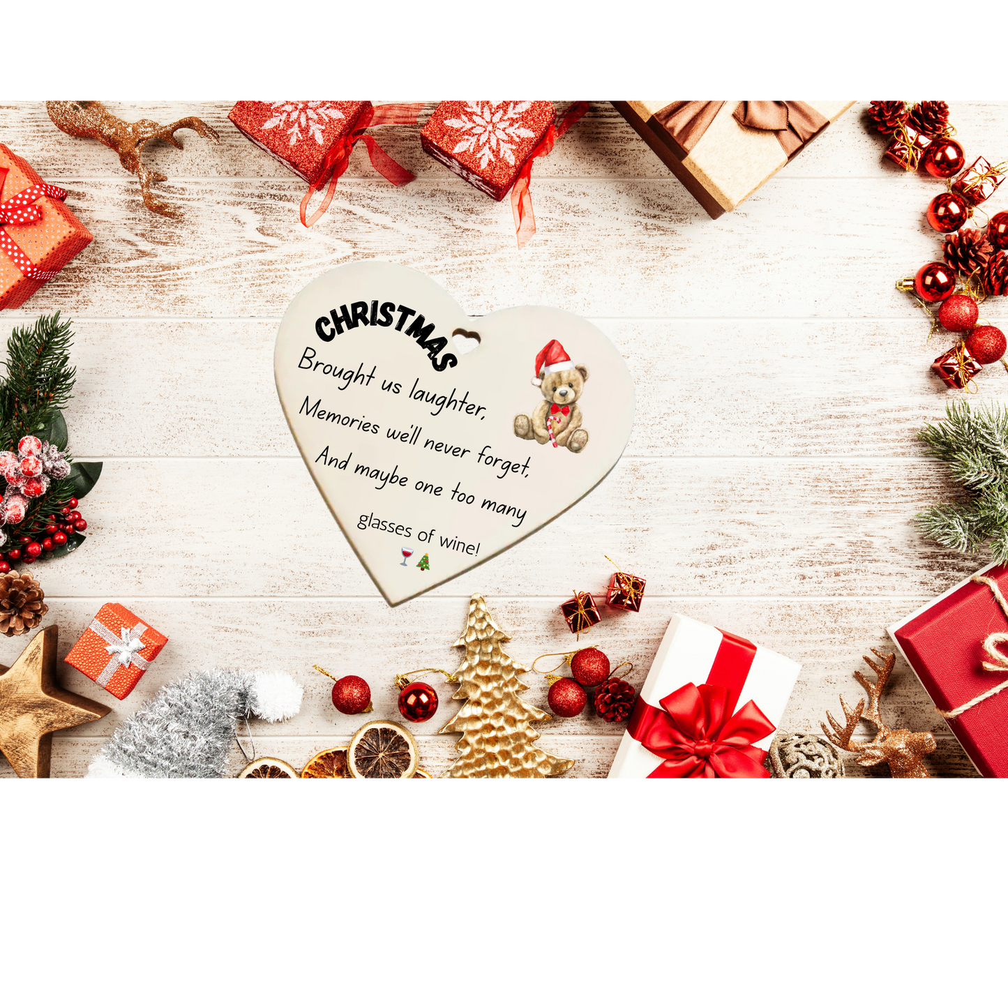 Thank You , Merry Christmas, Wooden Heart Plaque Friendship Leaving Gift (0021)