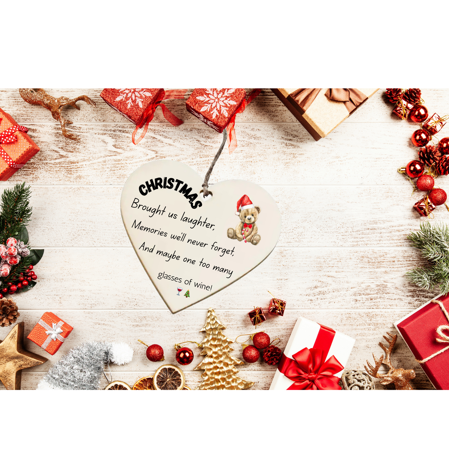 Thank You , Merry Christmas, Wooden Heart Plaque Friendship Leaving Gift (0021)