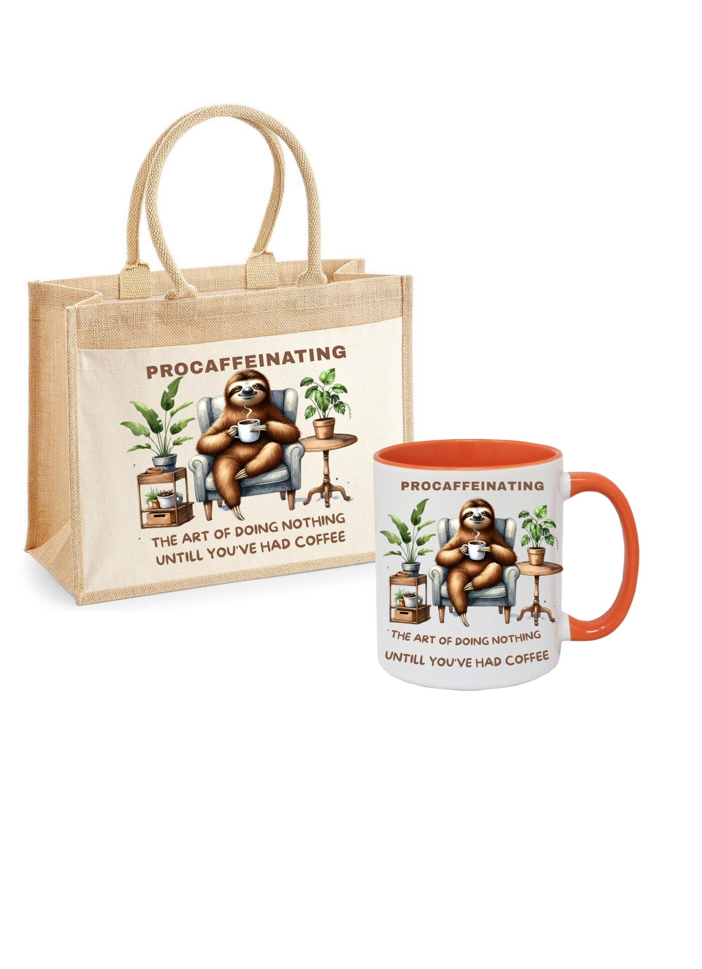Gift Set with Jute Bag, Matching Mug & Optional Crochet Flower