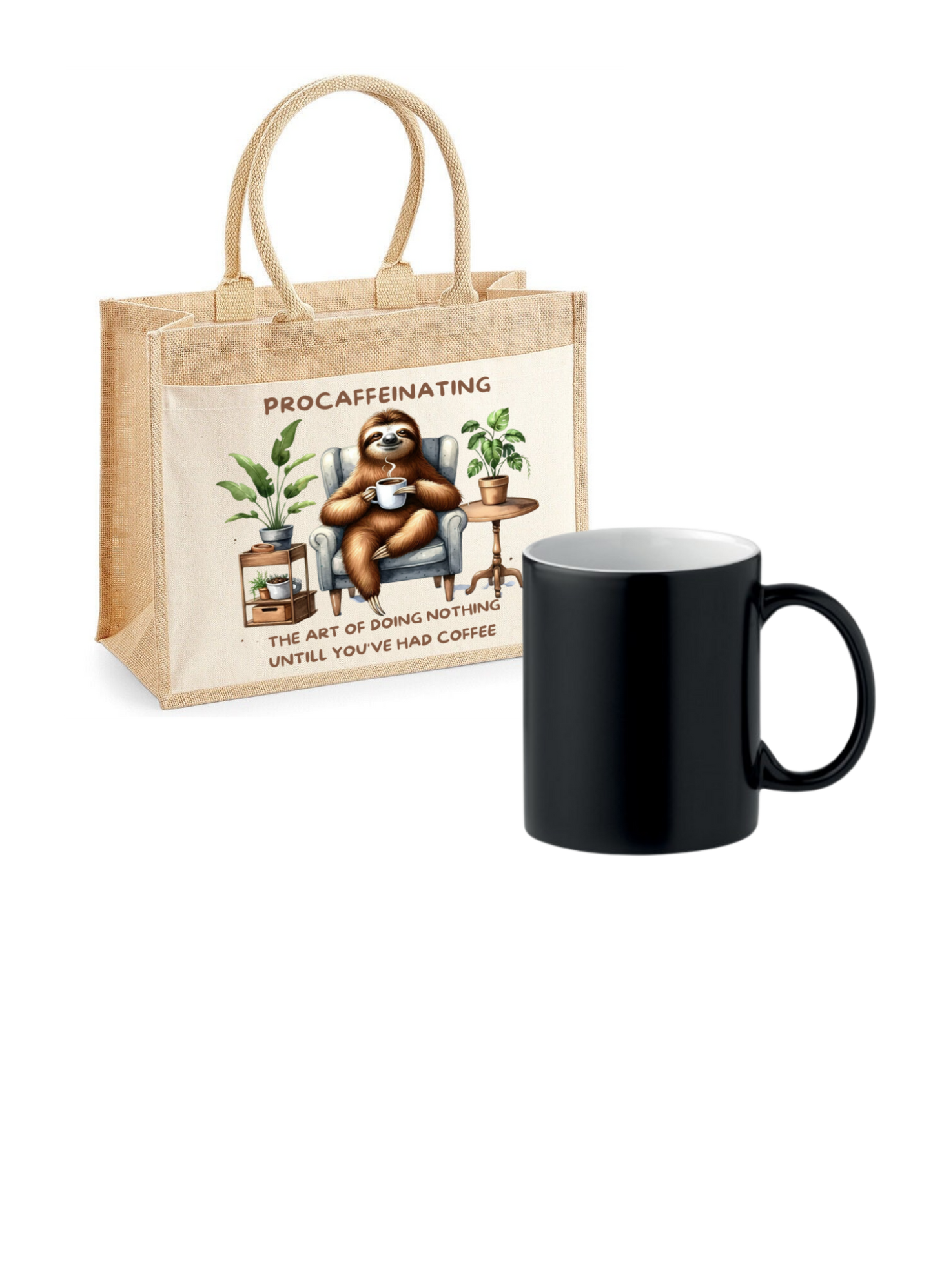 Gift Set with Jute Bag, Matching Mug & Optional Crochet Flower