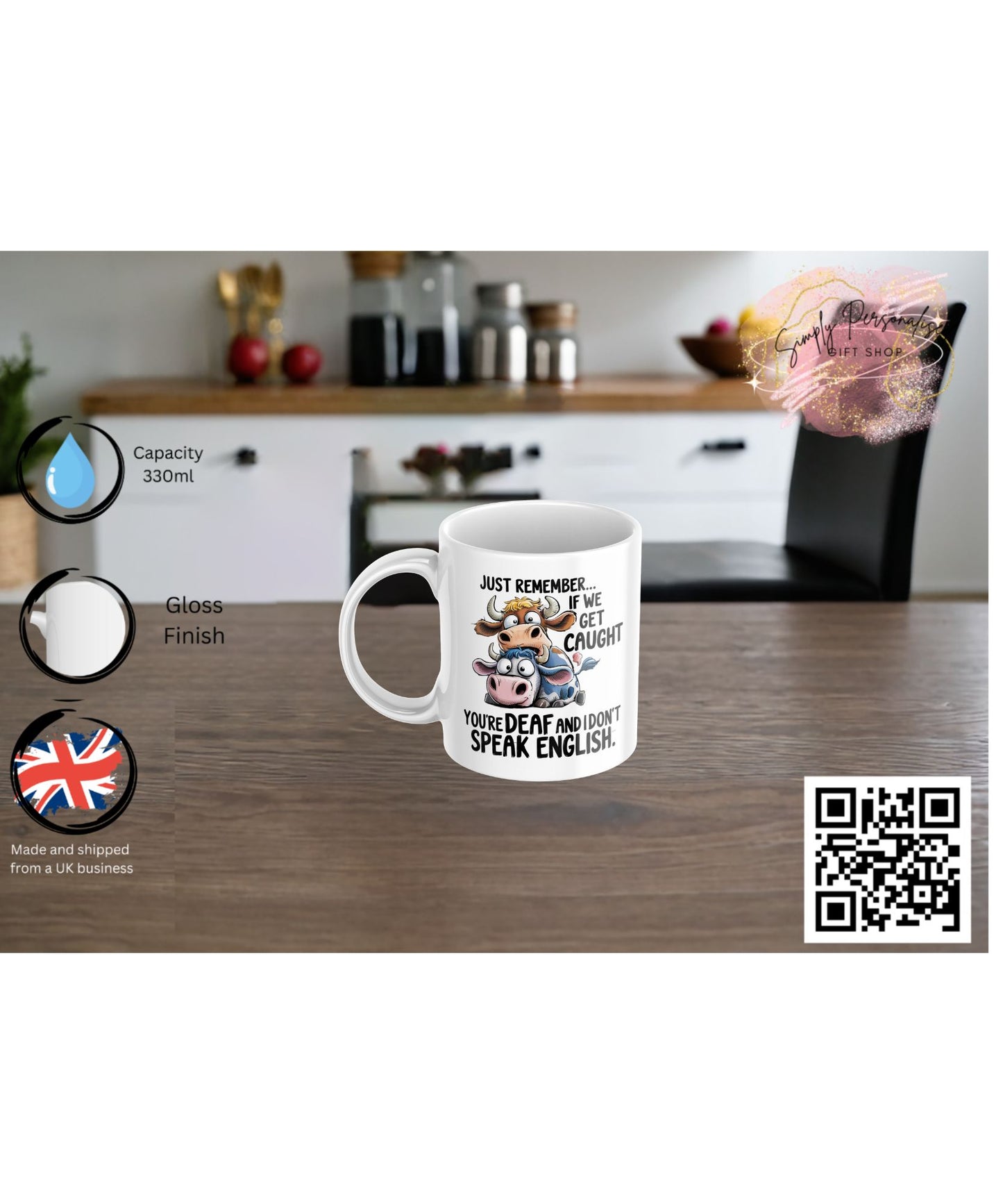 Funny Cow Mug Gift – Ceramic 11oz Cup with Humorous Quote – Unique Present for Friends or Colleagues