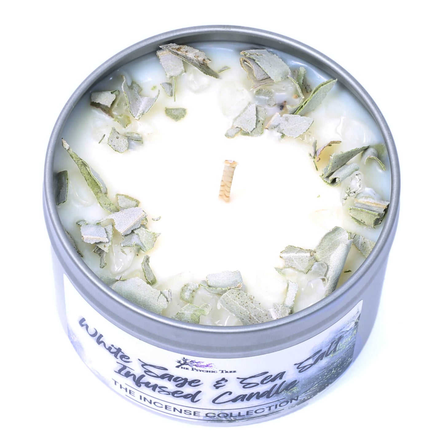 White Sage & Sea Salt Crystal Infused Scented Candle - The Incense Collection