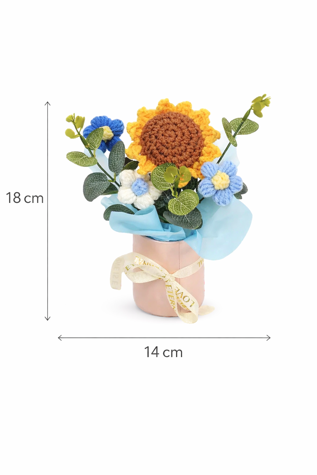 Teddy Bear & Sunflower Crochet Flower Bouquet Gift –in Luxury Magnetic Box