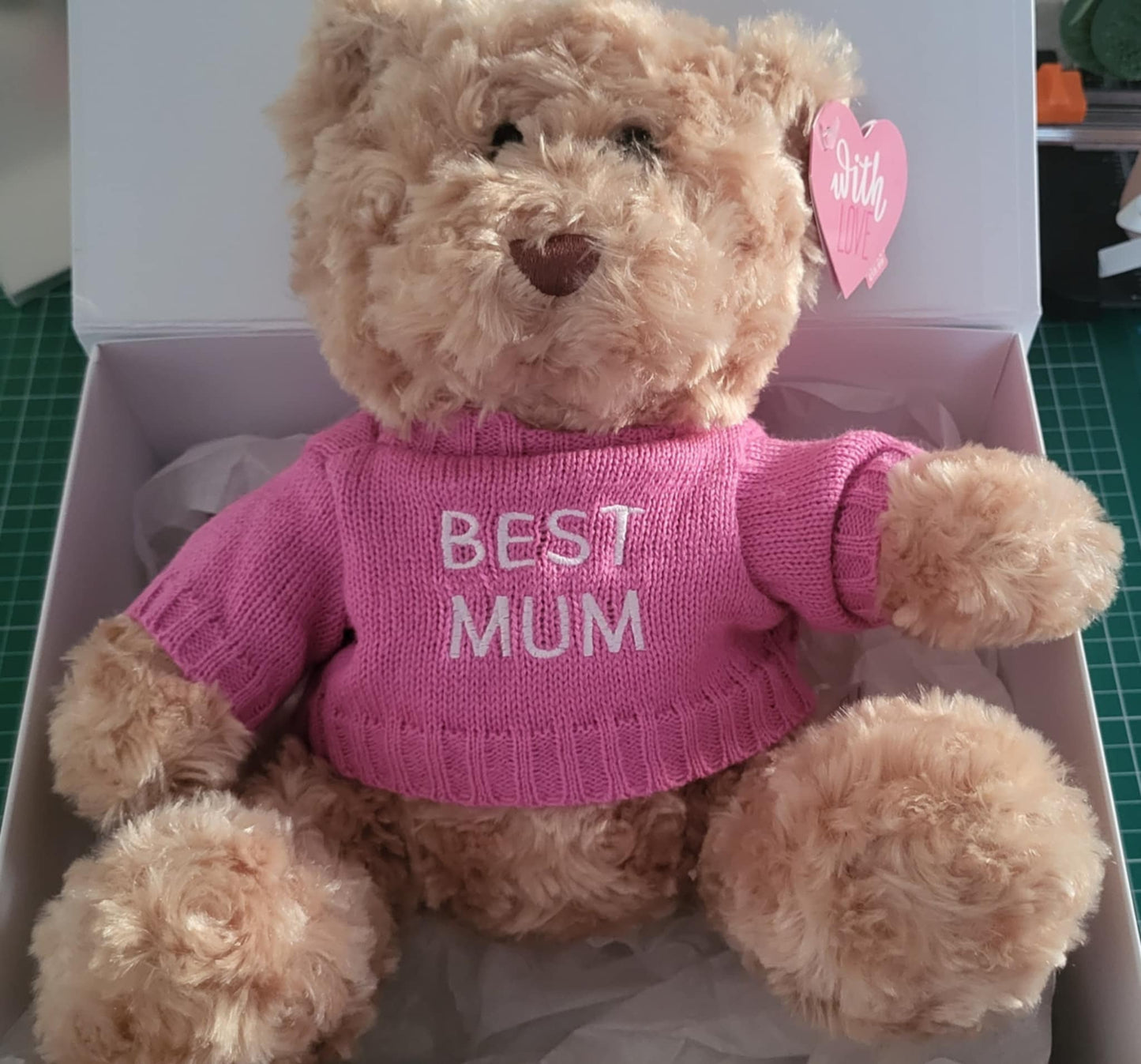 Personalised Mother's Day Gift Box – Teddy Bear, Crocheted Flower & Scented Candle