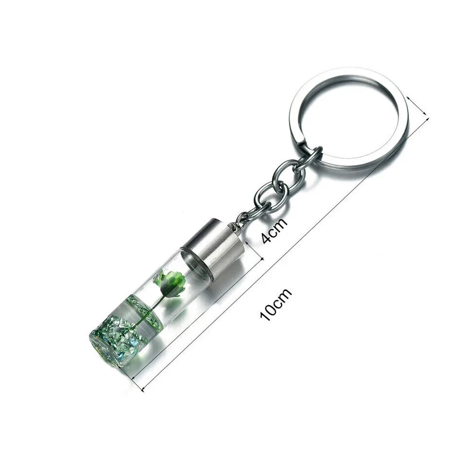Personalised Novelty Keyring Floral Flower Keychain Eternal Nature Pendant Gift
