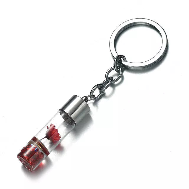 Personalised Novelty Keyring Floral Flower Keychain Eternal Nature Pendant Gift