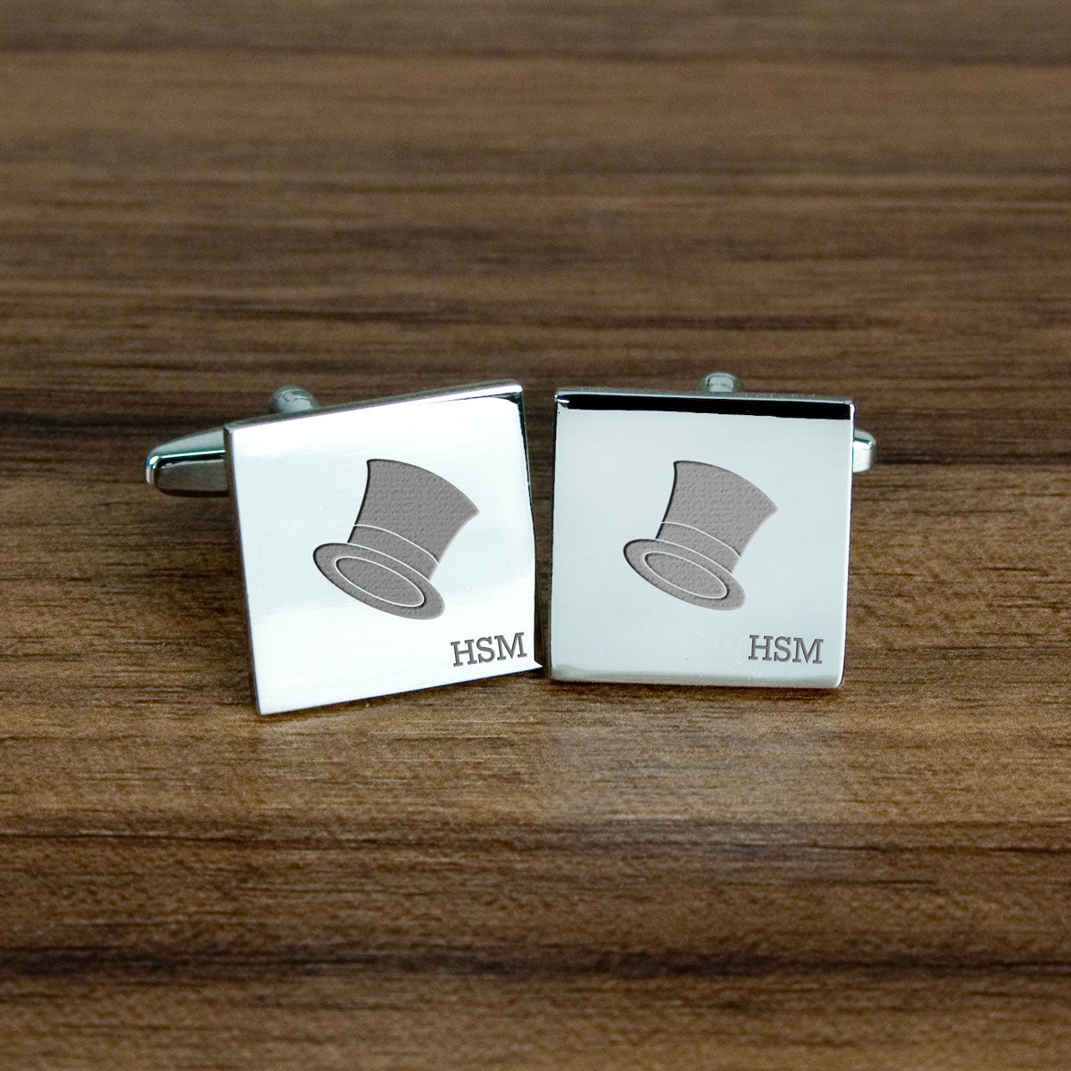 Personalised Silver Top Hat Cufflinks
