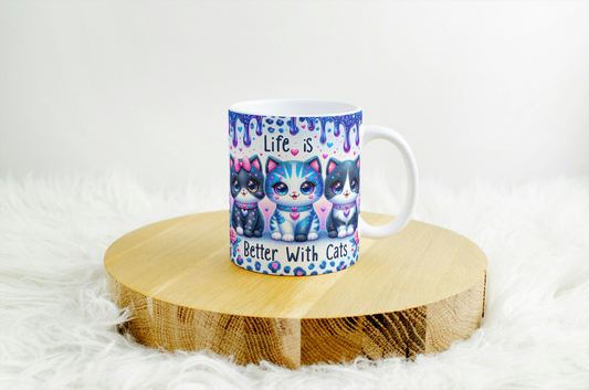 Life is Better with a Cat" Whimsical Mug  Design. 11