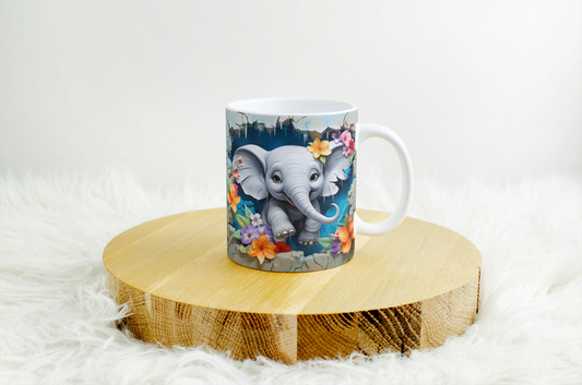 Wild Wonders: 3D Animal Design Mug Collection . Elephant .