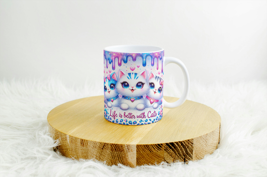 Life is Better with a Cat" Whimsical Mug  Design. 12