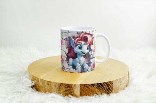 11oz mug with 3d design . pony .