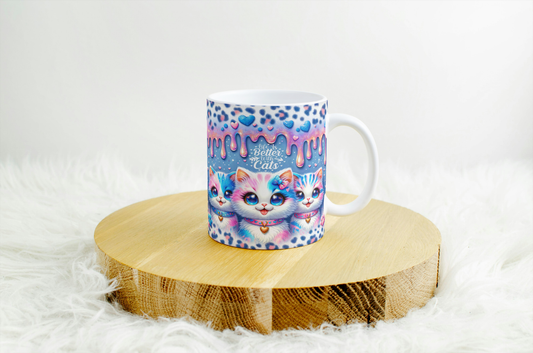 Life is Better with a Cat" Whimsical Mug  Design. 13