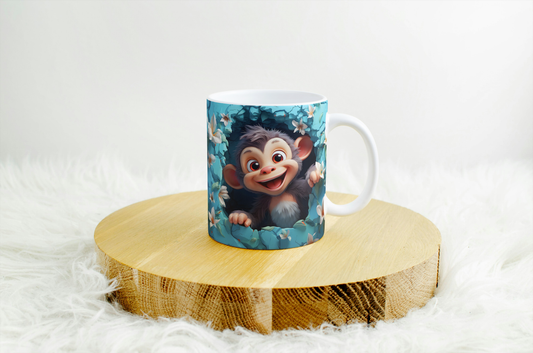 11oz mug with 3d design . monkey .