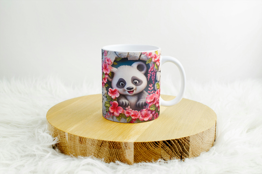 11oz mug with 3d design . panda .