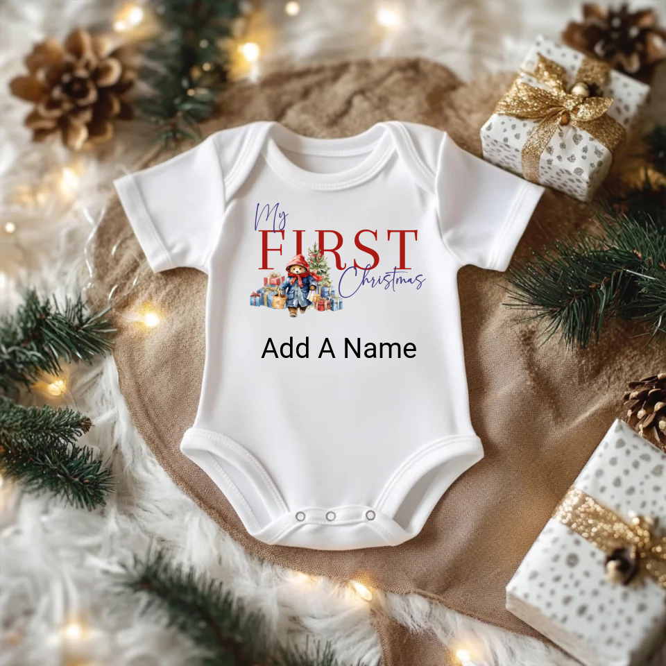 Personalised Baby First Christmas Bodysuit.