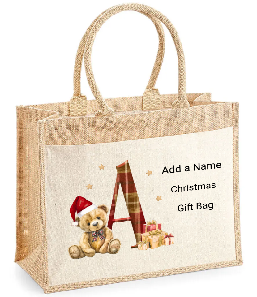 Christmas  Letters Bear Design, Jute Bag.