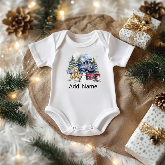 Personalised Baby First Christmas Bodysuit, blue