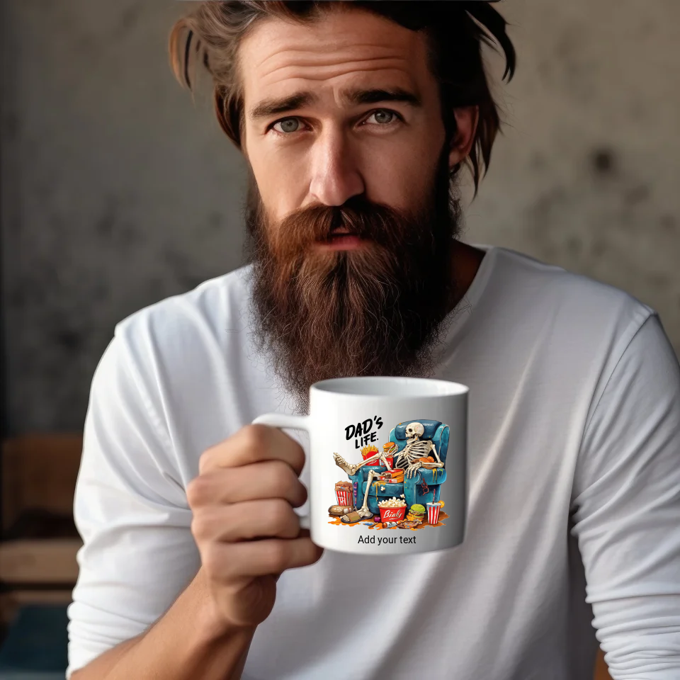 Funny Skeleton Dad Mug – 11oz White Ceramic with 17 Unique Designs to Choose From