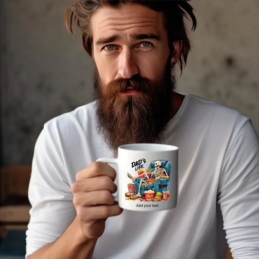 Funny Skeleton Dad Mug – 11oz White Ceramic with 17 Unique Designs to Choose From