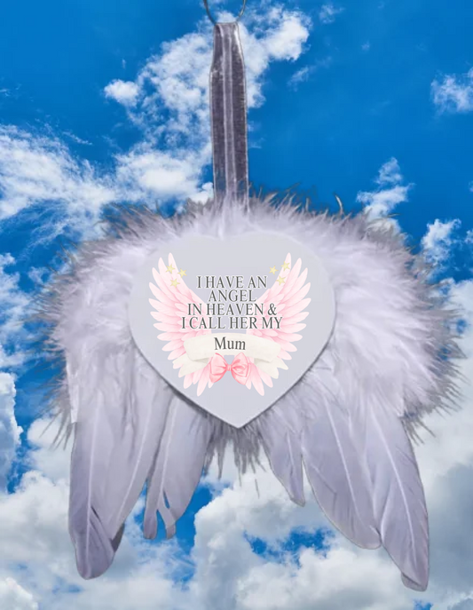 Personalised With Name, Memorial Angel in Heaven Wings Decoration