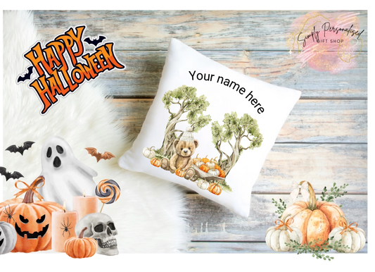 Trick Or Treat Halloween Cushion Cover Pillow Spooky Ghost Pumpkin Scary Joke.9