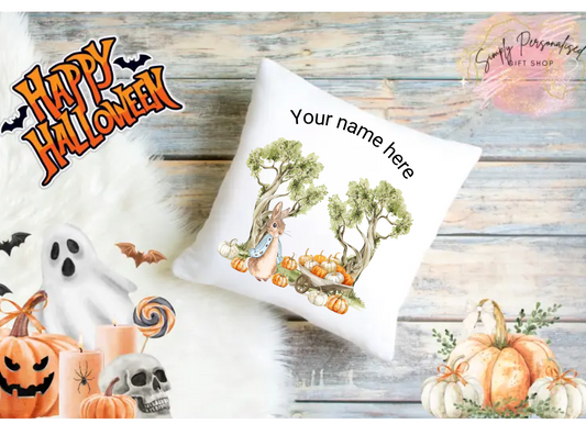 Trick Or Treat Halloween Cushion Cover Pillow Spooky Ghost Pumpkin Scary Joke.10
